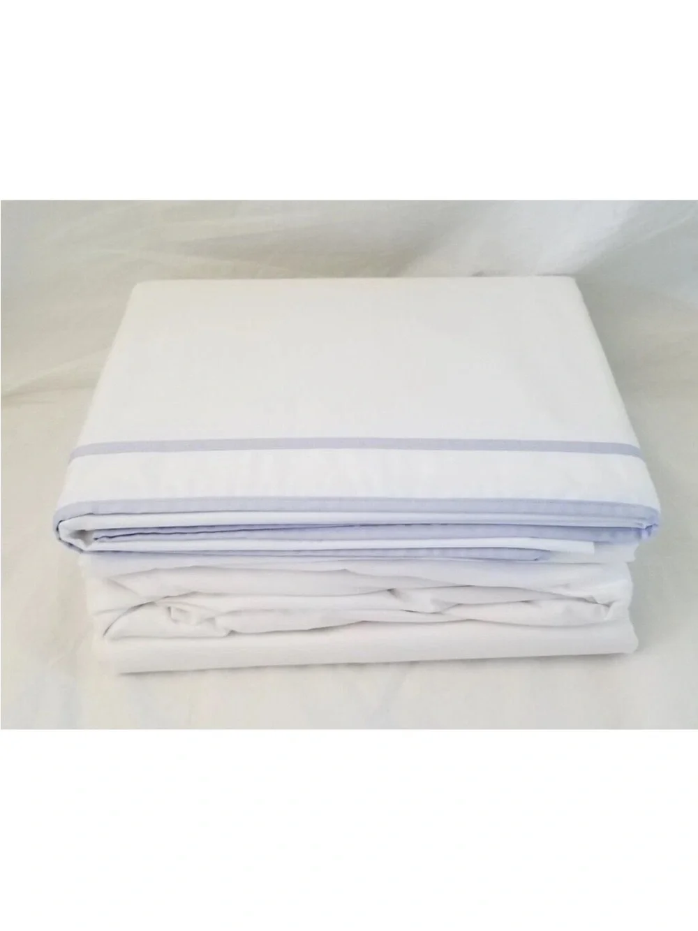 New Lauren Ralph Lauren Spencer Border King Sheet Set White/Blue Cornflower$220